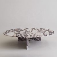 SH STONE Calacatta Violet Table Ronde D'appoint De Luxe Viola Marbre Plinthe T Cadre Marbre Table Basse D'appoint En Marbre Avec Veines Violettes