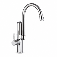 Robinet de cuisine moderne en chrome poli, mitigeur d'évier à levier unique et à bec haut, extractible