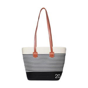 Bolso de hombro a rayas de 42x28x12cm, bolso de mano de un solo hombro para mujer, bolso de playa de verano - Product Image 1