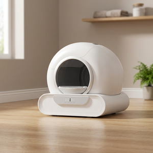 Bac à litière automatique pour chat, design ouvert, blanc, autonettoyant, contrôle des odeurs, toilette pour animaux de compagnie - Product Image 1