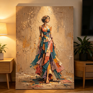 ภาพวาดสีน้ำมันแนวภาพเหมือนหญิงสาวแบบนามธรรมสมัยใหม่ วาดด้วยมือ งานศิลปะเนื้อสัมผัสหนาแน่น สำหรับตกแต่งบ้าน - Product Image 4