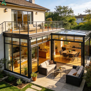 ANCSEM Nuova Pergola in Alluminio Stile Fattoria con Vetri Basso-Emissivi e Porte Scorrevoli, Veranda Esterna per Giardino 4 Stagioni - Product Image 2