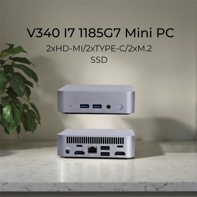 New Minitree Mini Computer Core I7 1185G7 Octa Win11 Pro/Linux DDR4 SSD+HDD 2xHD 2xType-C Intel Iris Xe 3-Year Warranty for