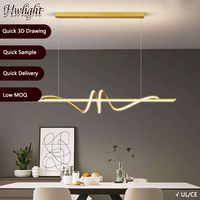 Suspension linéaire LED moderne pour bureau commercial et salon, personnalisable en usine, finition Or moyen/Noir