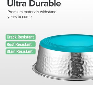 Mangkuk Anjing Stainless Steel, Mangkuk Makanan dan Air Anjing dengan Desain Palu, Alas Anti Selip, Ramah Lingkungan, untuk Anjing Besar dan Sedang - Product Image 4