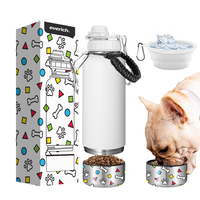 Bouteille d'eau pour animaux de compagnie 32oz Outdoor Adventure, distributeur d'eau pour chiens 2-en-1 avec base de stockage d'aliments secs et bol pliable