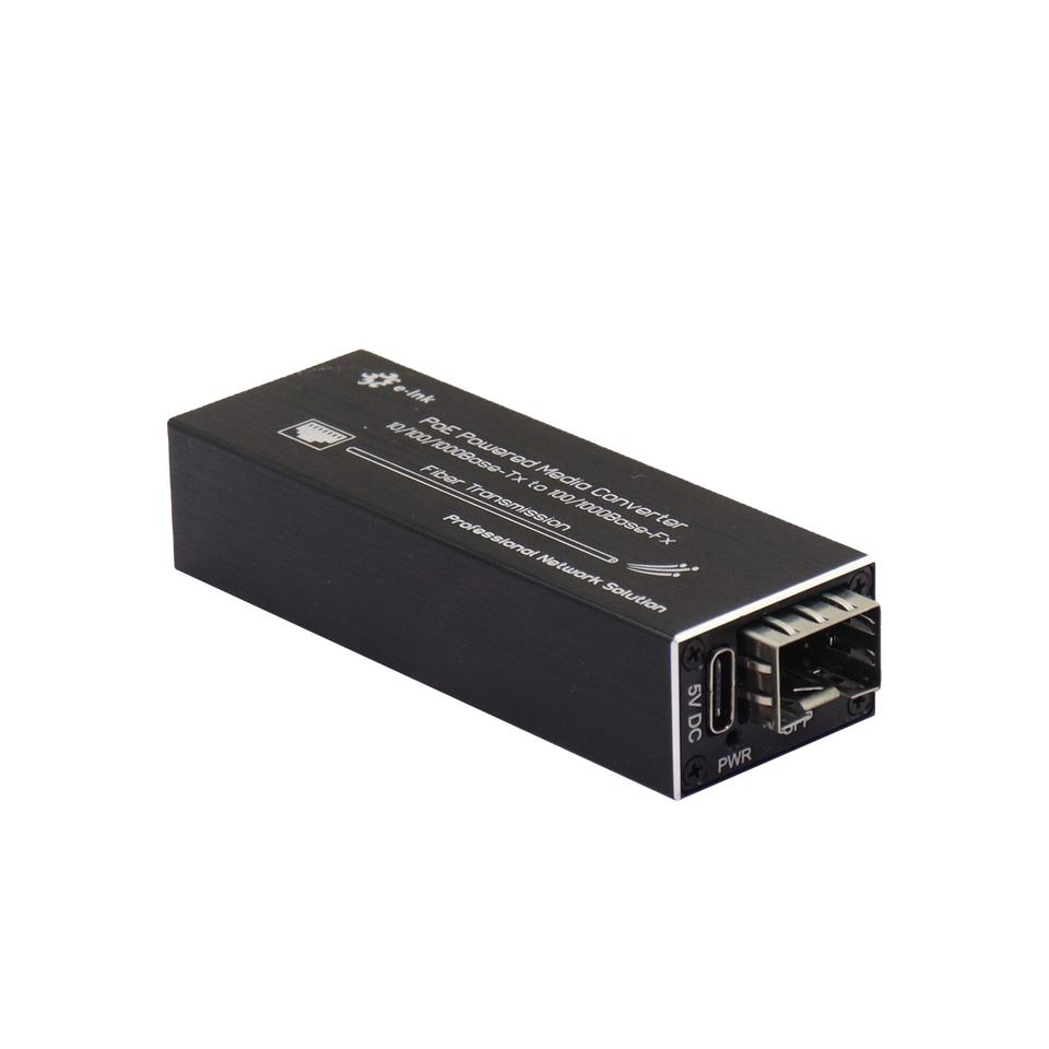Mini 10/100/1000BASE-T to 100/1000BASE-X SFP Media Converter with PoE Powered Function for Industrial Network