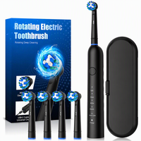 Brosse à dents électrique à rotation oscillante à 360 degrés, capteur de pression, 5 modes, blanchiment, IPX7, 4 têtes de brosse, certifiée CE, 7600 tr/min