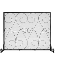 Écran de cheminée en fer forgé artisanal à panneau unique, design moderne à volutes symétriques, finition poudrée, ensembles de qualité supérieure