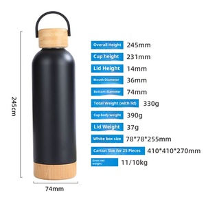 Borraccia Sportiva in Acciaio Inossidabile con Base in Bambù, Grande Capacità, Isolamento Sottovuoto, <span class=keywords><strong>Design</strong></span> Moderno, Portatile, Bocca Stretta - Product Image 5