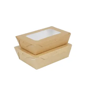 Caja de Papel Kraft con Recubrimiento de PE para Alimentos, Envase para Comida Rápida para Llevar, Envase para Ensaladas, Ventaja UV con Impresión en Relieve, Empaque para Sushi - Product Image 1