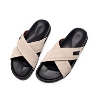 VOGU – Nouvelles sandales décontractées d'été pour hommes, style coréen, en cuir, à enfiler, à brides croisées, chaussures de plage légères à bout ouvert