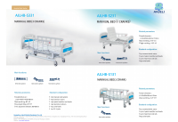 Lit d'hôpital manuel à manivelle simple, dossier inclinable 0-75 degrés, barrières latérales en aluminium, tête de lit en plastique, roulettes pour usage médical