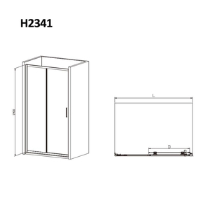 Penutup Pancuran geser aluminium Aloi Krom dengan nampan persegi panjang dan bingkai pintu Pancuran kaca Tempered - Product Image 3