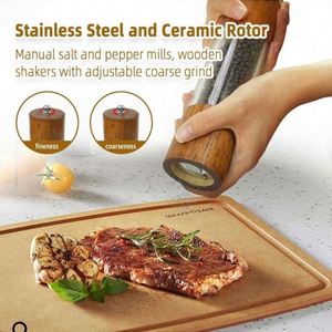 Premium Acrylic Salt and <b>Pepper</b> <b>Grinder</b> Set, Manual Salt and <b>Pepper</b> Mills- Wooden <b>Pepper</b> Shakers with Adjustable Ceramic Core - Product Image 2