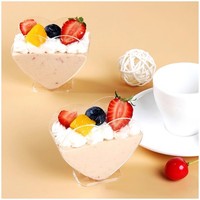 Herzförmige 80ml Kunststoff Single Wall Dessert Box Clear Pudding Kuchen Geschenk idee