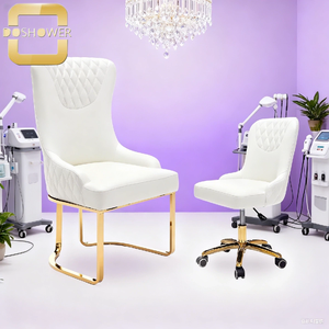 Ensemble de chaises de <span class=keywords><strong>technicien</strong></span> roses élégantes en cuir écologique avec réglage pneumatique de la hauteur pour spa et salon de manucure (vente en gros) - Product Image 2