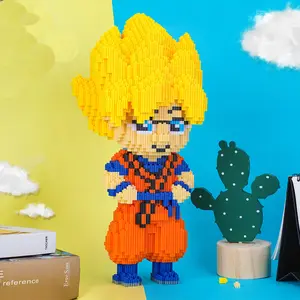 Mainan Naga Bata Mini Koleksi Anime Jepang, Mainan Balok Ajaib Koneksi, Figur Super Saiyan, Koleksi Anime DIY Jepang