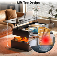 Table basse élévatrice moderne avec 3 tiroirs de rangement Style ferme Compartiment caché pour le salon