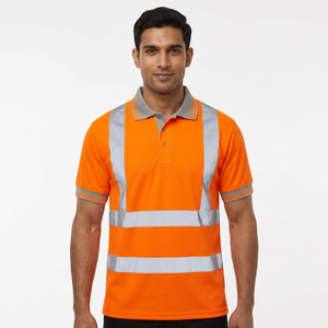 Custom Men High Visibility Polo T Shirts Hi Vis Reflective Outdoor Safety Breathable Worker Wear Polo Shirt - Product Image 1
