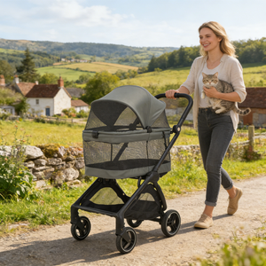 Poussette de voyage pliable et portable <span class=keywords><strong>pour</strong></span> animaux de compagnie (chiens et chats) avec grand <span class=keywords><strong>panier</strong></span> – Vente en gros usine, sûre et durable - Product Image 1