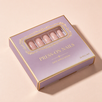Boîte d'emballage personnalisée de luxe pour faux ongles, impression dorée, gaufrage 3D, boîte pliable en papier écologique pour usage beauté