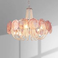 Lustre en verre de Murano rose de luxe, style romantique médiéval français, avec perles chaudes, pour salon, bureau à domicile ou chambre principale