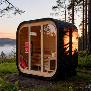 <span class=keywords><strong>Sauna</strong></span> Prefabbricata a Cubo di Rapido Montaggio con Kit, <span class=keywords><strong>Sauna</strong></span> Esterna in Abete Finlandese Carbonizzato per 4-6 Persone - Product Image 1