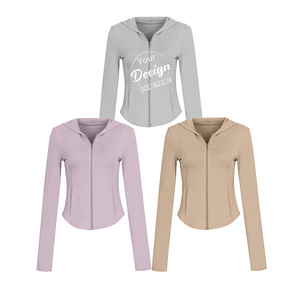 Summer Women's Slim Fit <strong>Ice</strong> Silk Breathable UPF50+ Rash <strong>Guard</strong> Anti UV Zip-up Nylon Spandex Fabric Jacket with Hood Armhole - Product Image 1