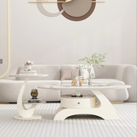 Table basse moderne nordique minimaliste 2025 avec plateau en pierre, structure métallique haut de gamme, écologique et durable, pour salon