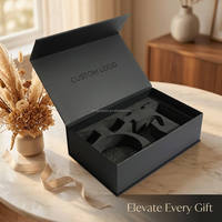 Boîte rigide de luxe noire mate épaisse personnalisée avec insert en EVA pour emballage cadeau de pots, service à thé en céramique, machine à café