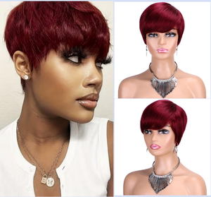 Perruque <span class=keywords><strong>courte</strong></span> bob pour femme, 100% cheveux Remy chinois, fabriquée à la machine, cheveux raides, couleur naturelle, densité 150% - Product Image 5