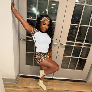 Xrb171 2025 Logo personnalisé solide femmes Biker Yoga Shorts ensemble manches courtes t-shirts doux blanc <span class=keywords><strong>bandeau</strong></span> respirant léger - Product Image 4