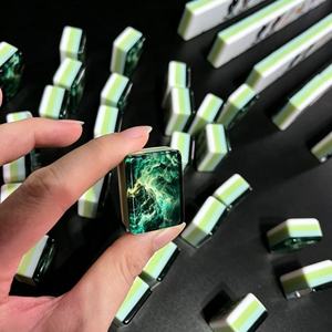 Custom Printed Mahjong <b>Tiles</b> Green Marble Pattern Game Pieces White <b>Plastic</b> Style for Club Party Casino 4 Players - Product Image 3