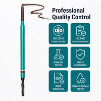 Pensil Alis Natural Tahan Air Dua Sisi dengan Spoolie, Tahan Lama, Bersertifikat ISO 22716 ISO 9001, Sesuai MSDS, Teruji Dermatologis