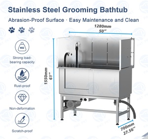 حوض استحمام من الفولاذ المقاوم للصدأ 50 "لتنظيف الحمام ، حوض استحمام فاخر للحيوانات الأليفة مع حيوان أليف - Product Image 3