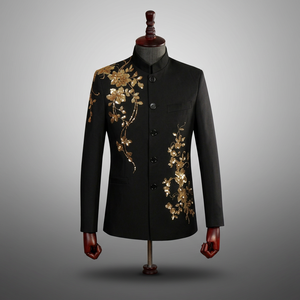 DAZZLING & STYLISH INDO-WESTERN--BLACK--SHERWANI with <b>Pant</b> WITH BEAUTIFUL ZARDOZI Embroidery for Party & WEDDING Dress @ 2022 - Product Image 5