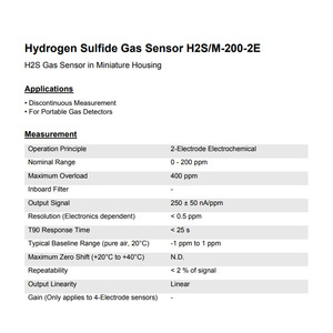 เซ็นเซอร์ก๊าซไฮโดรเจนซัลไฟด์ H2S/M-200-2E 0-200 ppm สำหรับเครื่องตรวจจับแบบพกพา - Product Image 1