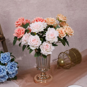 Rosas de Diamante de Lujo con 9 Cabezas, Flores Artificiales Hechas a Mano de Larga Duración, Arreglo Decorativo para Fondo de Boda, Flor de Seda - Product Image 4