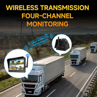 Système de caméra de sécurité sans fil pour camion avec moniteur intelligent à vue partagée, chargeur de voiture, vision nocturne et lignes de guidage de recul intégrées