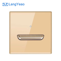 Prise murale britannique LangYeao avec bouton de réinitialisation, panneau en verre trempé doré 13A, 1/2/3/4 prises USB Type-C