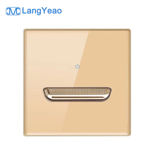 Prise murale britannique LangYeao avec bouton de réinitialisation, panneau en verre trempé doré 13A, 1/2/3/4 prises USB Type-C - Product Image 1