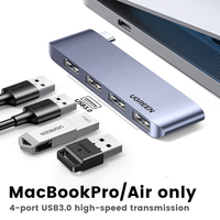 Adaptadores USB UGREEN 4 en 1, Tipo C a USB 3.0 Hub con 4 Puertos USB A 3.0, Velocidad de Transmisión de 5 Gbps
