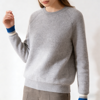 Pull en cachemire personnalisé de haute qualité pour femmes, col rond, pull en tricot uni pour le printemps et l'hiver, pull-over