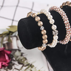 Support de Présentation de Bijoux en Métal Personnalisé pour Usine, Présentoir à Bracelets en Microfibre Grise, Support Cylindrique pour Montres avec Base en Ciment, Présentoir à Joncs - Product Image 5