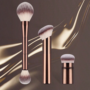 Ensemble de 20 pinceaux de maquillage personnalisés avec 2 houppettes, boîte magnétique, tubes en aluminium professionnels pour fond de teint et fard à paupières - Product Image 4