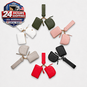 USA Hot Sale Unisex PU Zipper Dual Keychain <b>Mini</b> Wristlet Eco-Friendly 3 in Card Holder Wallet Coin Purse Travel Sports Outdoor - Product Image 1