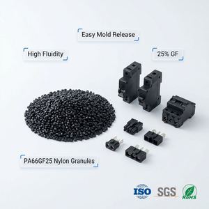 เม็ดพลาสติกโพลีเอไมด์ 6 เสริมใยแก้ว FR V0 PA6 GF30 เกรดสำหรับขึ้นรูป สำหรับเครื่องใช้ไฟฟ้าในครัวเรือน อุปกรณ์อิเล็กทรอนิกส์ และชิ้นส่วนไฟฟ้า - Product Image 1