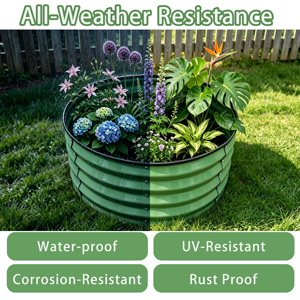60" Powder Coated Galvanized Steel Heavy Duty Weather-resistant <b>Raised</b> Garden Bed Rustproof Outdoor <b>Planter</b> Box Backyard Flowers - Product Image 2