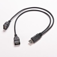 Cable Divisor USB 2.0 de Tipo A Macho a Doble USB Hembra para Datos y Alimentación con Conductor de Cobre Puro y Blindaje Trenzado